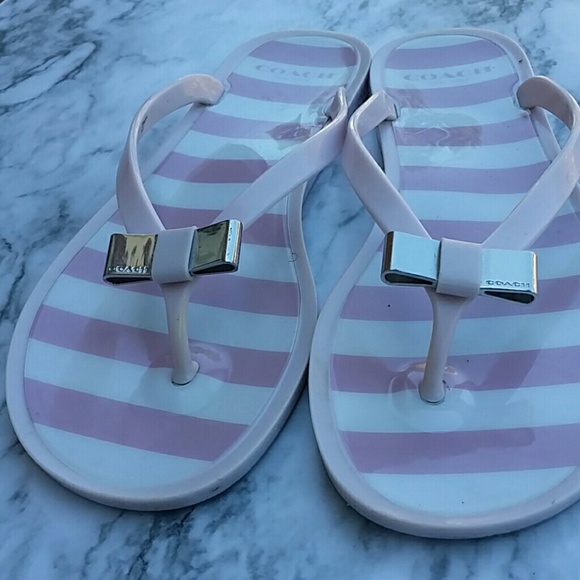Coach Blush Pink Stripe Jelly Sandals - Picture 3 of 6